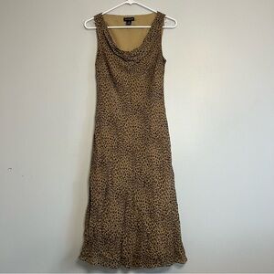 Ann Taylor Brown Leopard Print Midi Dress